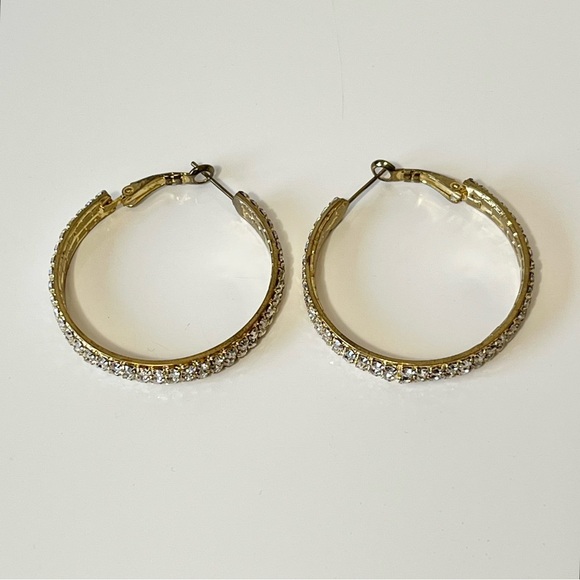 Gold Rhinestone Hoops - Picture 3 of 9